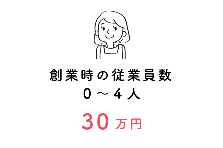 創業時の従業員数 0〜4人：30万円